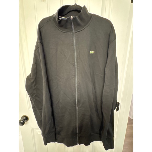 Lacoste Sport Mens 4XLT Black Full Zip Mock Neck Sweatshirt Pullover - Picture 1 of 8